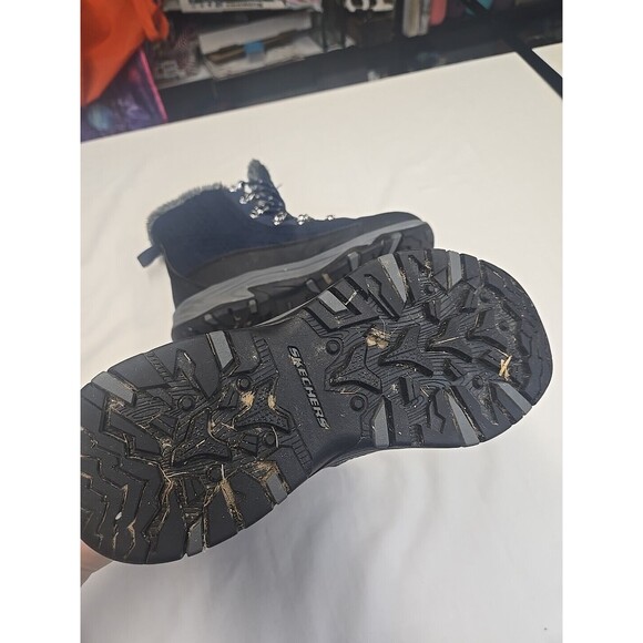 Skechers Women's Boots Size 6.5 Trego Winter Hiking Waterproof Blue Black Fur‎ - Picture 11 of 12